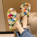 Women's slippers - 2025 summer new arrivals: trendy graffiti design, thick sole, outdoor/indoor wear, crossover sandals