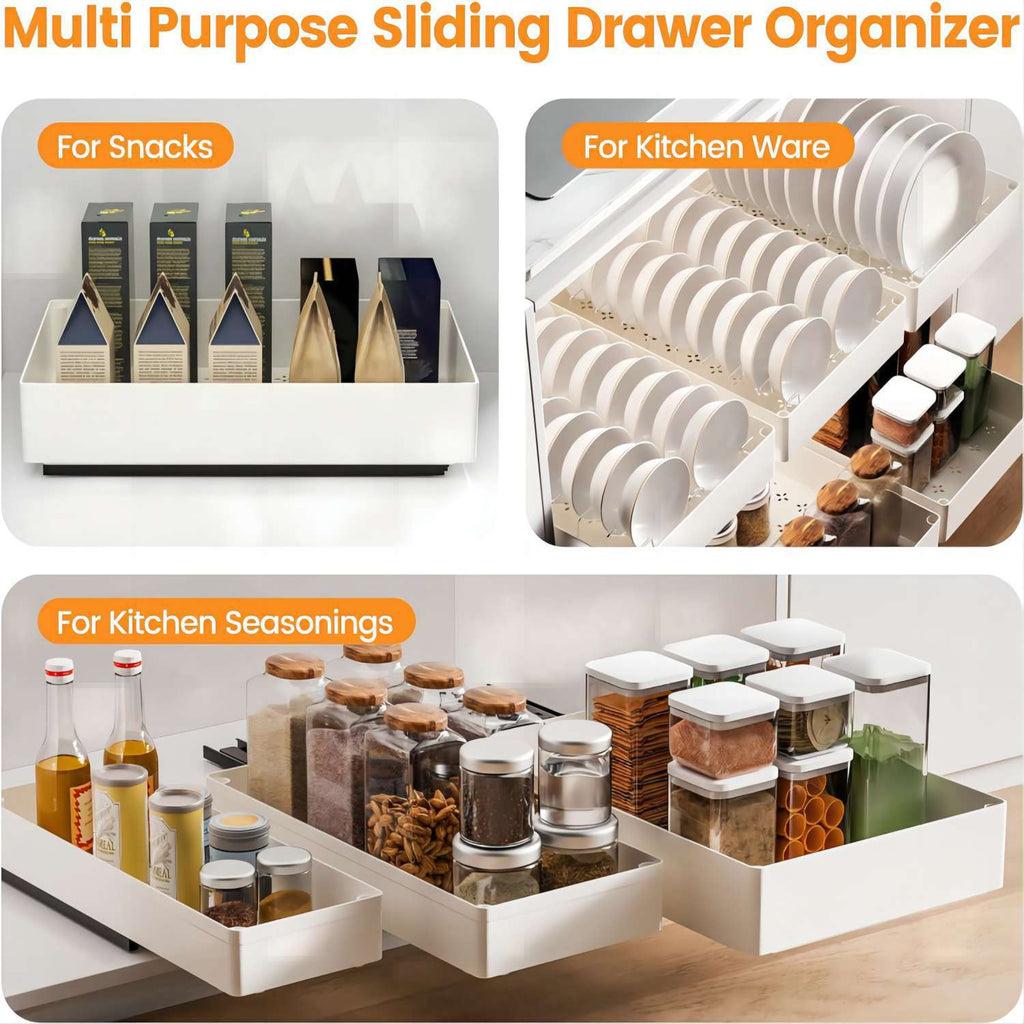 No punching kitchen pull-out rack under sink pull basket cabinet slide rail drawer storage box seasoning rack