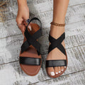summer new arrival versatile women's flat sandals - peep toe, roman style, elastic, plus size, minimalist sandals for export