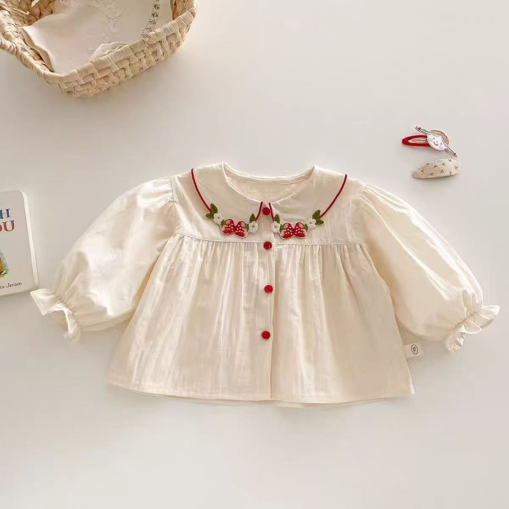 Girls' chic blouse - new  spring/autumn collection - korean style strawberry top - versatile blouse - sweet and stylish