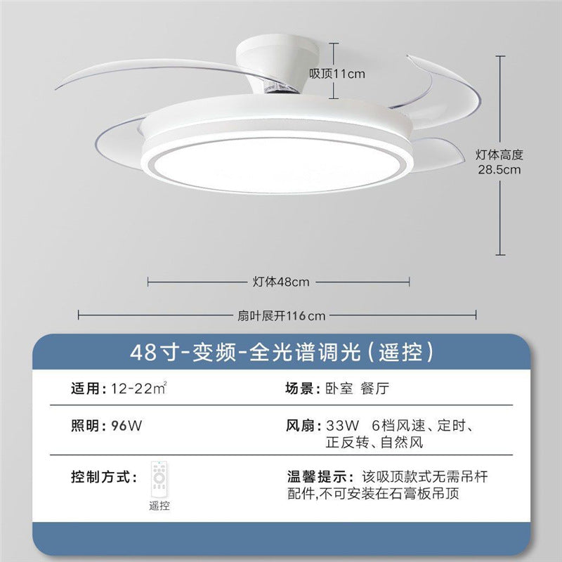 Invisible fan light modern minimalist ceiling fan light  new style ceiling fan chandelier for dining room, living room, and bedroom - all-in-one
