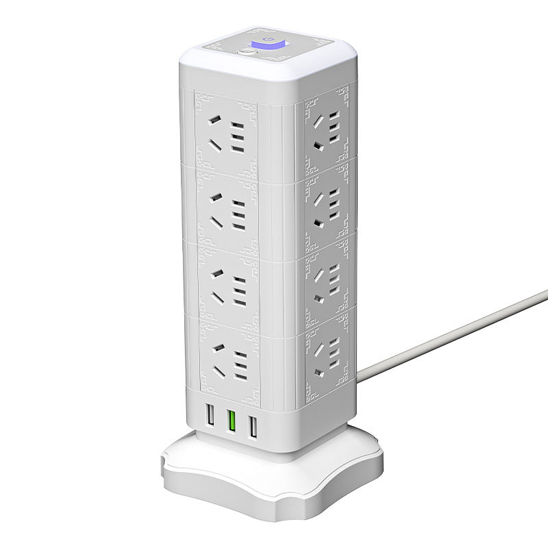 Multi-outlet vertical power strip with usb ports, multifunctional home & office power strip, cube power strip with cord management, desktop night light