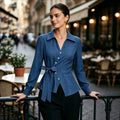 fashion  autumn new arrivalretro lapel single-breasted side waist tie backcasuallong sleevesshirt