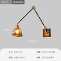 Japanese wabi-sabi style universal telescopic swing arm wall lamp - ceramic lampshade, vintage all-copper wall sconce