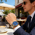 Dropshipping diamond-accented calendar multifunctional moon phase trendy fashion quartz men's watch waterproof luminous men's watch