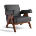 Solid wood ash fabric single sofa casual armchair balcony accessible luxury creative lounge chair tofu block sofa