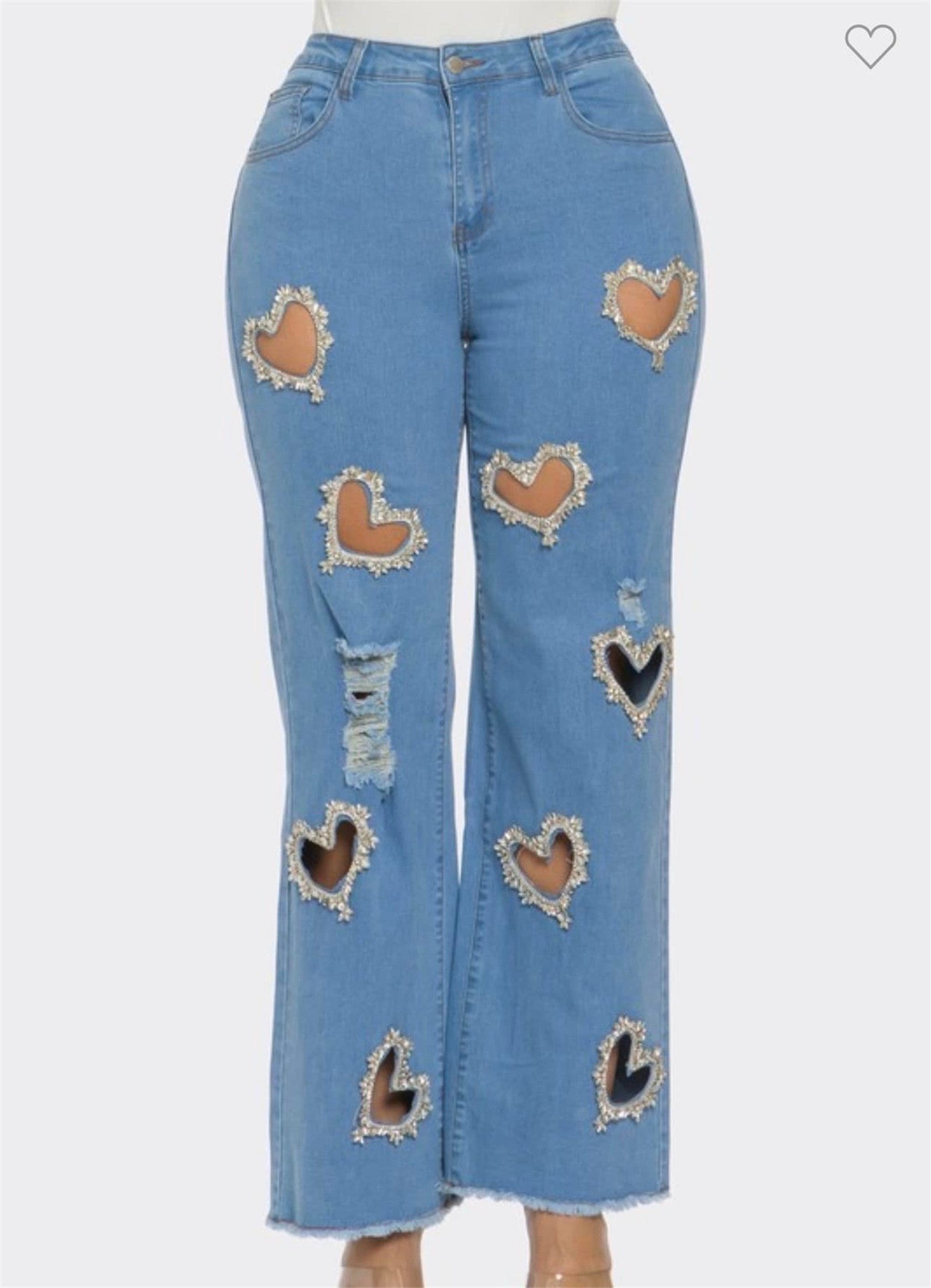 25 Cross-border Europe, America,  Independent Station INS Explosive Hollow Love Handmade Nail Drilling Personalized Trend Jeans