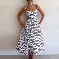 cross-border e-commerce european and american women's clothing: new summer collection - elegant vacation style, unique print, slim-fit cami dress