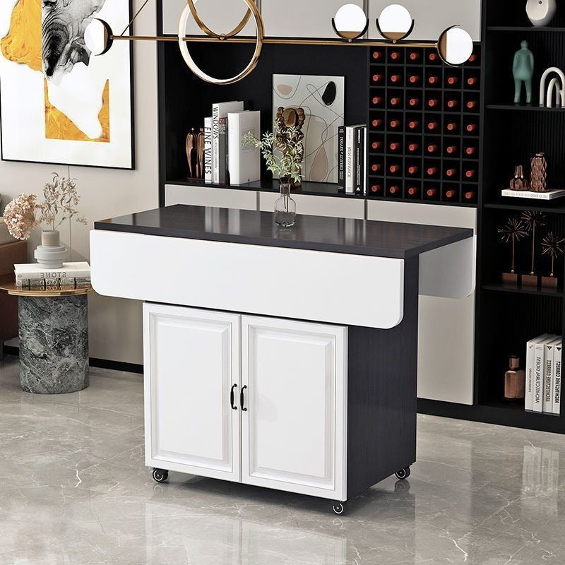 Movable foldable dining table small apartment for home rectangular foldable island table multifunctional storage storage sideboard