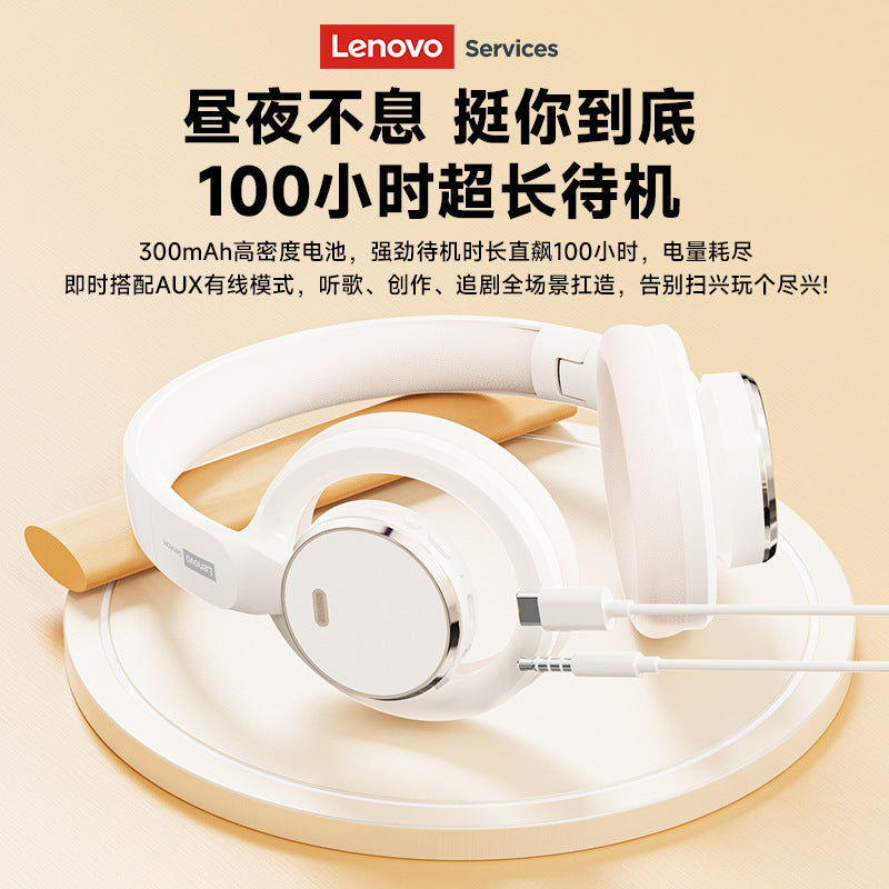 Lenovo ls116 over-ear bluetooth headphones - hollow design, deep bass, student headset, high-fidelity audio, gaming noise cancellation