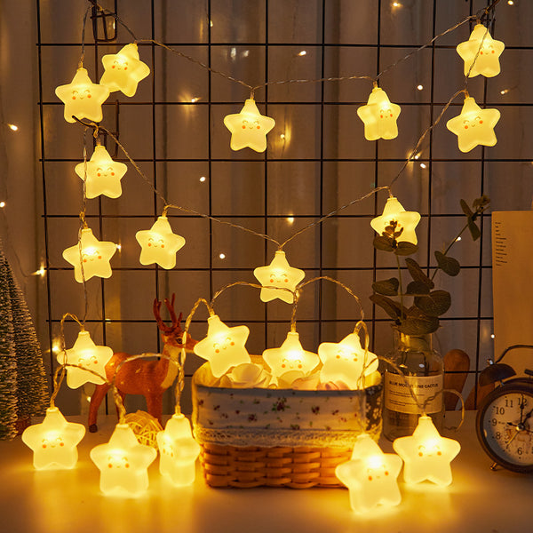 LED light string birthday decoration cute clouds stars smiley face night light children's room decoration companion sleeping at night