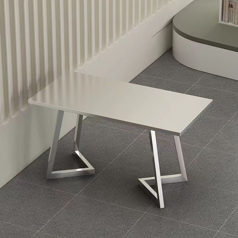 Thickened stainless steel v-leg table set - ideal for fast food restaurants, cafeterias, factories, and industrial-style coffee shops - rectangular dining table and chairs