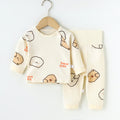 newborn & infant pure cotton autumn clothes set: high-waisted belly protection pants & seamless kids' pajamas
