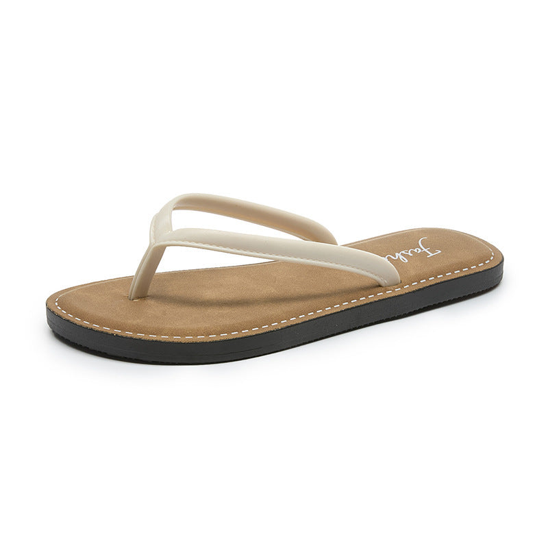 Women's flip-flops summeroutwear nubuck leather upper fashion seaside flatsoutwear new beach flip-flops