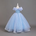 Girls' formal dress - european & american style long flower girl dress - puff sleeve banquet party kids princess dress - cross-border ready stock