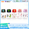 Cute printed kids' water bottle - portable, drop-proof, cartoon plastic cup - stylish and adorable sports tumbler