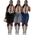 D8739  spring/summer new european and american style loose denim shorts with full hotfix rhinestone embellishments and optional belt -