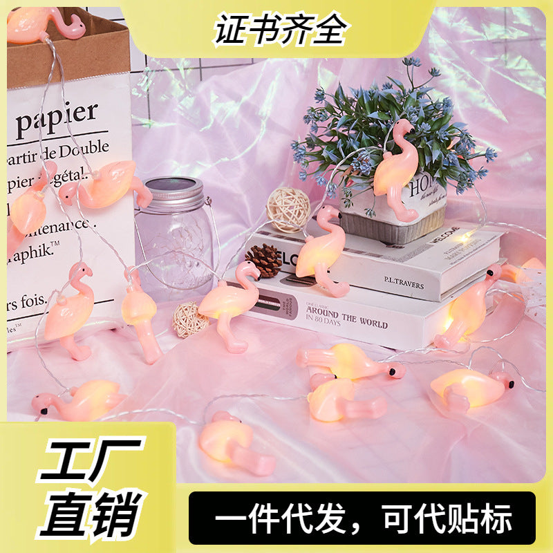 ins new led pink flamingo light string romantic wedding decoration lights christmas lights holiday lights flashing lights