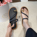 2024 new women's thong sandals - summer outdoor wear, fairy style, new flat anti-slip design, perfect with skirts, soft sole, single strap