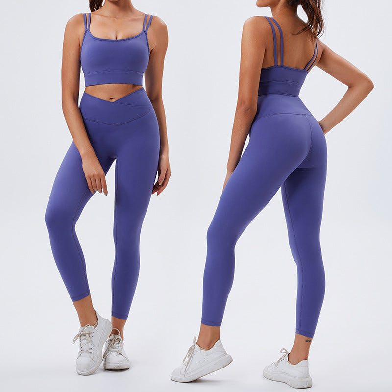 European and american cross-border fitness "barely there" butt-lifting yoga set - two-piece, beautiful back, running, outdoor sports, customizable women's activewear