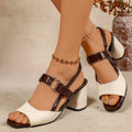 2026 summer new arrival: plus size women's chunky heel sandals with european and american style metal buckle detailing