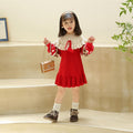 Girls' knit sweater dress - new autumn/winter  collection - kids' long knit dress with pom-poms - baby girl's new year's long dress