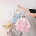 Girls' sweet & cute stylish long-sleeve dress -  new korean style faux two-piece princess dress for toddlers and young children