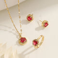 [titanium steel] necklace women's high-end flower pendant earrings ring niche light luxury clavicle chain jewelry wholesale earrings