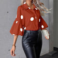 new women's french style blouse - spring chiffon polka dot five-point bubble sleeve fashionable elegant shirt