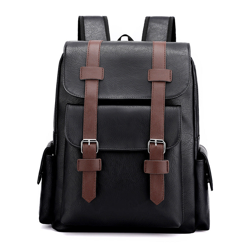 Cross-border large-capacity soft pu leather backpack leisure business computer bag student schoolbag going out travel backpack