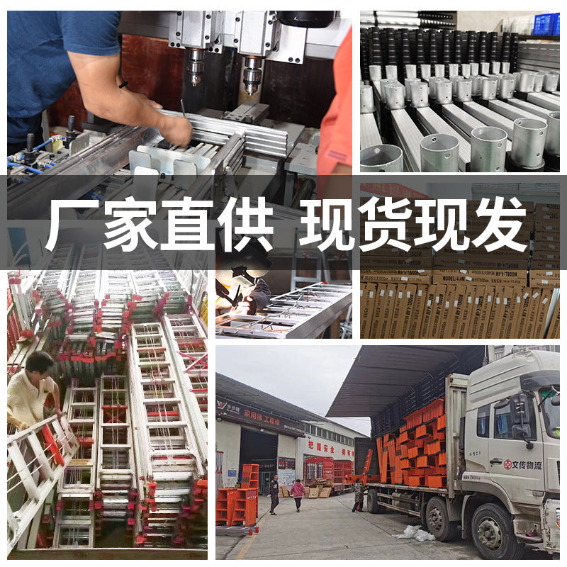 Manufacturer wholesale aluminum alloy with hook single-sided telescopic ladder household wall straight ladder convenient with wheel lift attic ladder