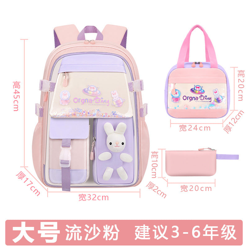 quicksand children's schoolbag for elementary school girls grades 1-3-6 cute princess reducing the burden backpack wholesale