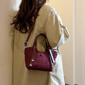 Elegant fashion western-style women's bag, lychee pattern, popularcasual women's bag, shoulder crossbody, textured korean style vegetable basket bag