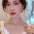 Flower love pendant pearl necklace for women easiest for matchniche style design popular necklace korean fashionsweet clavicle chain