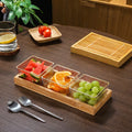 【acrylic 3-compartment gold-edged hammered texture】+ bamboo tray