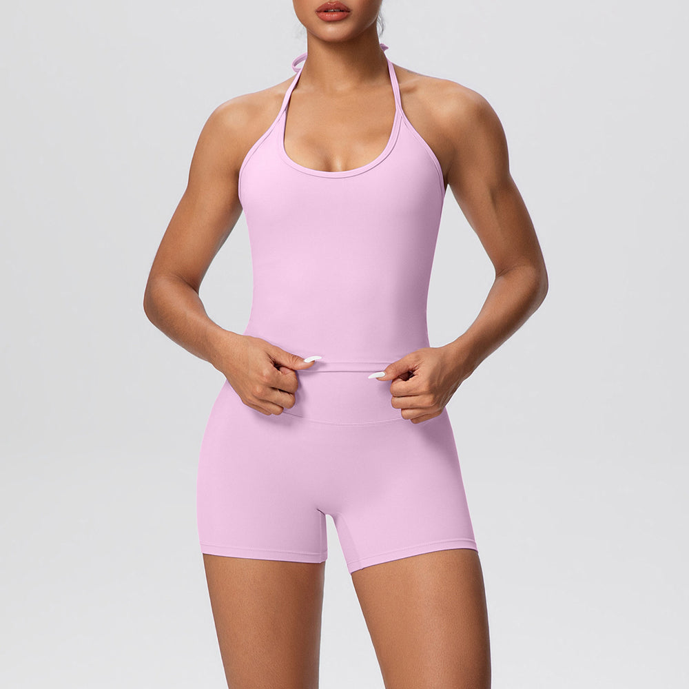 Sexy backless strappy activewear set - cloud-soft, quick-dry, compression yoga outfit with high-waisted, butt-lifting design for outdoor running and fitness
