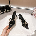 Yx2026summernew arrivalniche style rhinestone sandals women's stiletto high heels with skirt fairy style flip-flops