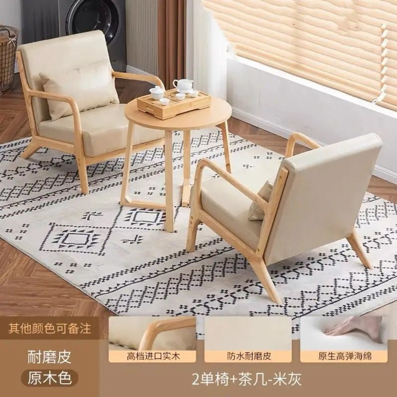 Balcony tea table and chair combination small apartment one table and two chairs household solid wood simple three-piece set reading and drinking tea cp