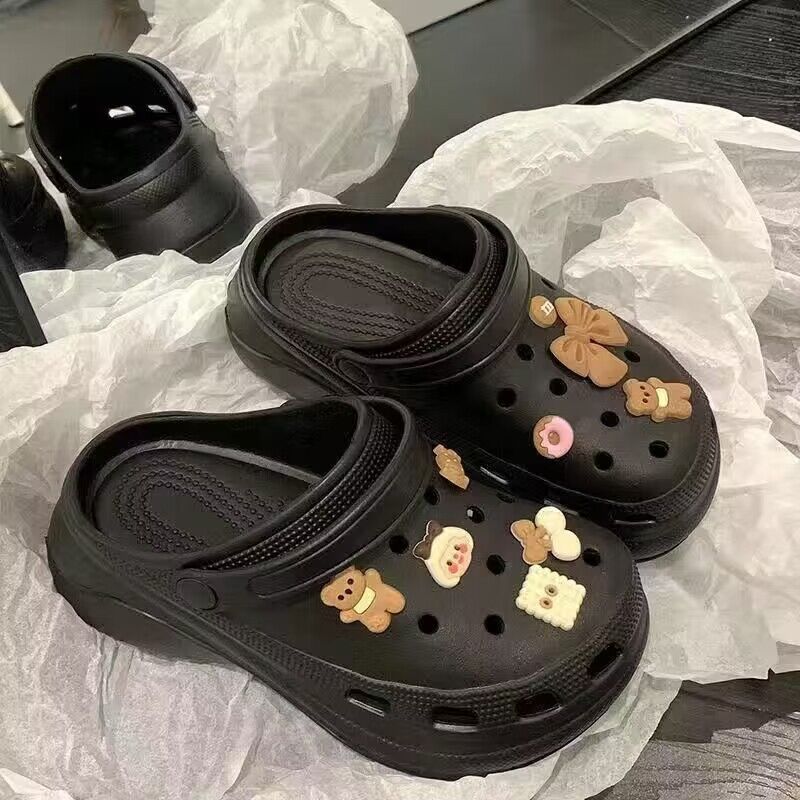 Crocs women's ins trendy summer thick sole high heels nurse baotou half drag cute outwear stepping on shit feeling beach sandals