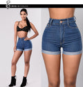 e-commerce   european and american new summer women's denim shorts sexy high-waisted rolled hem hot pants