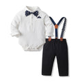 Boys' spring outfit set, long-sleeve romper and bib overalls set, cross-border two-piece baby clothes