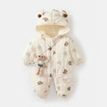 Newborn baby 100-day celebration bodysuit, infant winter clothes, thickened fleece-lined outfit, cartoon full month celebration winter wear