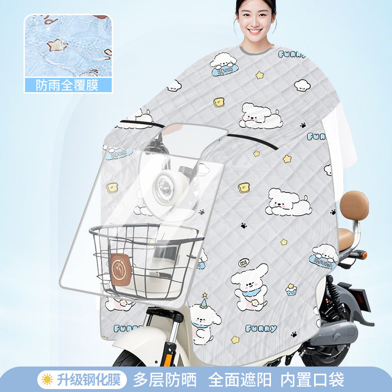 Electric vehicle windshield cover - all-season universal, battery motorcycle sunscreen film, double-sided waterproof & windproof, spring/autumn universal, coated