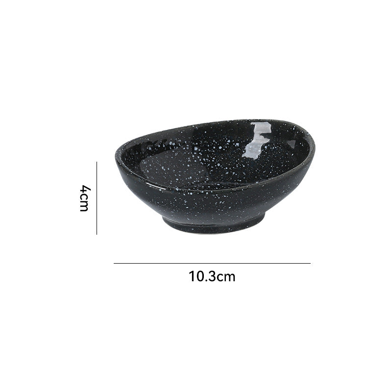 Japanese retro dipping sauce ceramic ingot dish - sushi topping, snack, and side dish plate - restaurant, hotel, and home use soy sauce dish