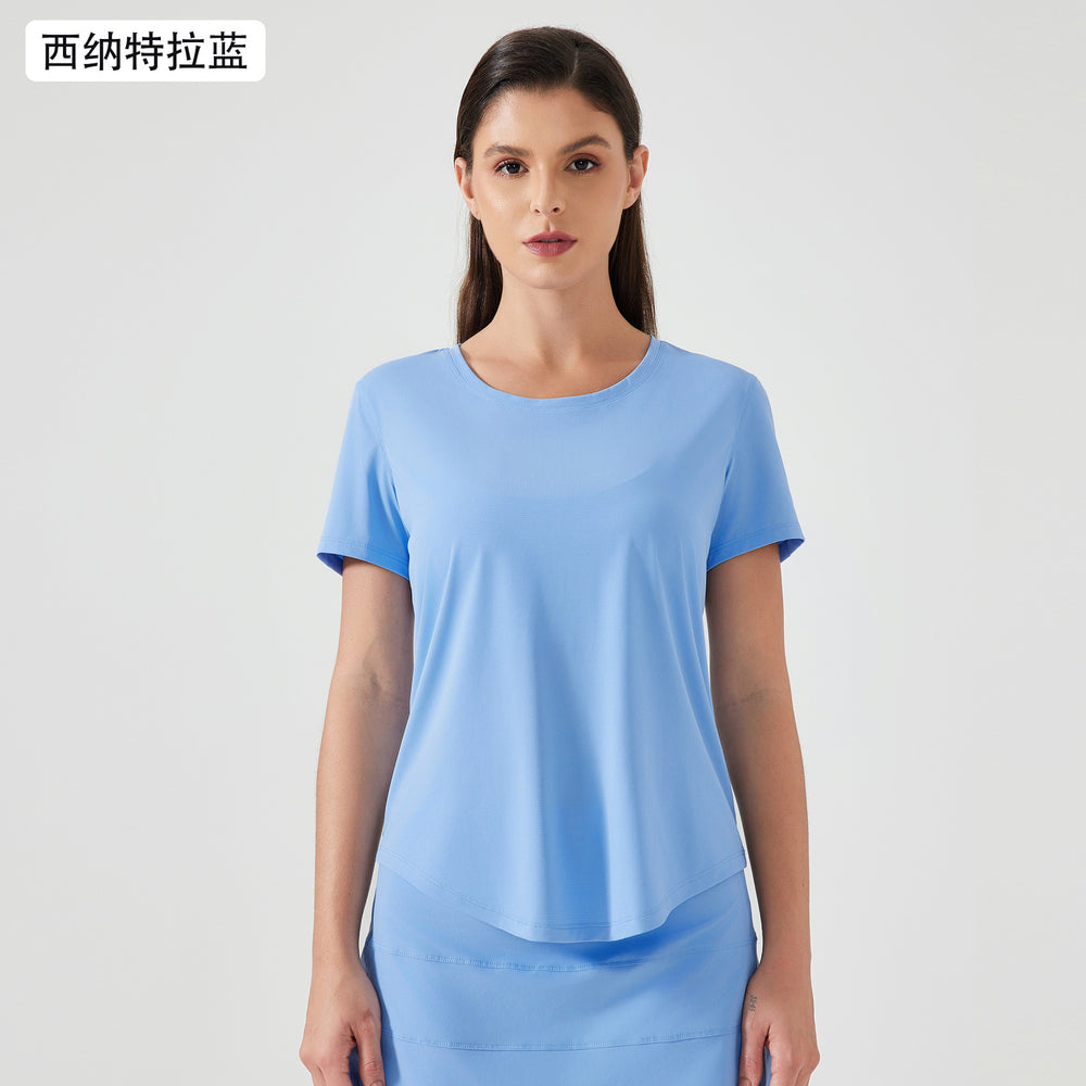 New lightweight, breathable, quick-dry, loose-fit activewear top - versatile, slimming, and figure-flattering short-sleeve yoga shirt d25017