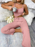 hot-selling summer ice silk pajamas for women, featuring lace-trimmed camisole and long pants. a sexy and trendy two-piece loungewear set for ladies