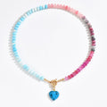 dopamine natural stone beaded necklace niche stylefashion fresh gradient ins heart pendant clavicle chain for women