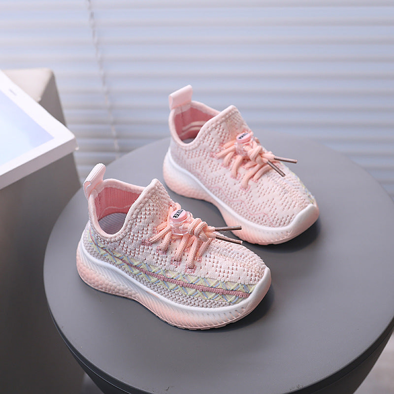 Clearance sale: kids' yeezy sneakers! boys' athletic shoes, breathable mesh sneakers, flyknit girls' casual shoes, soft-soled baby shoes