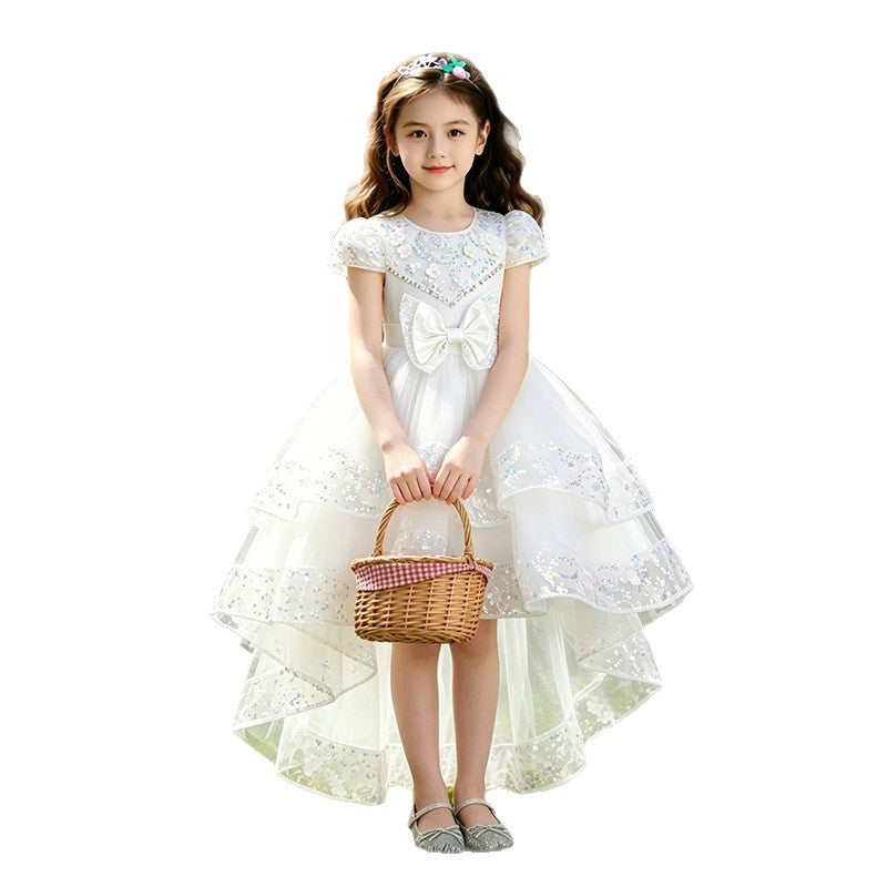 Ready-to-ship wholesale girls' dresses,  new style flower girl trailing gown, birthday party, children's day performance, princess dress, summer collection