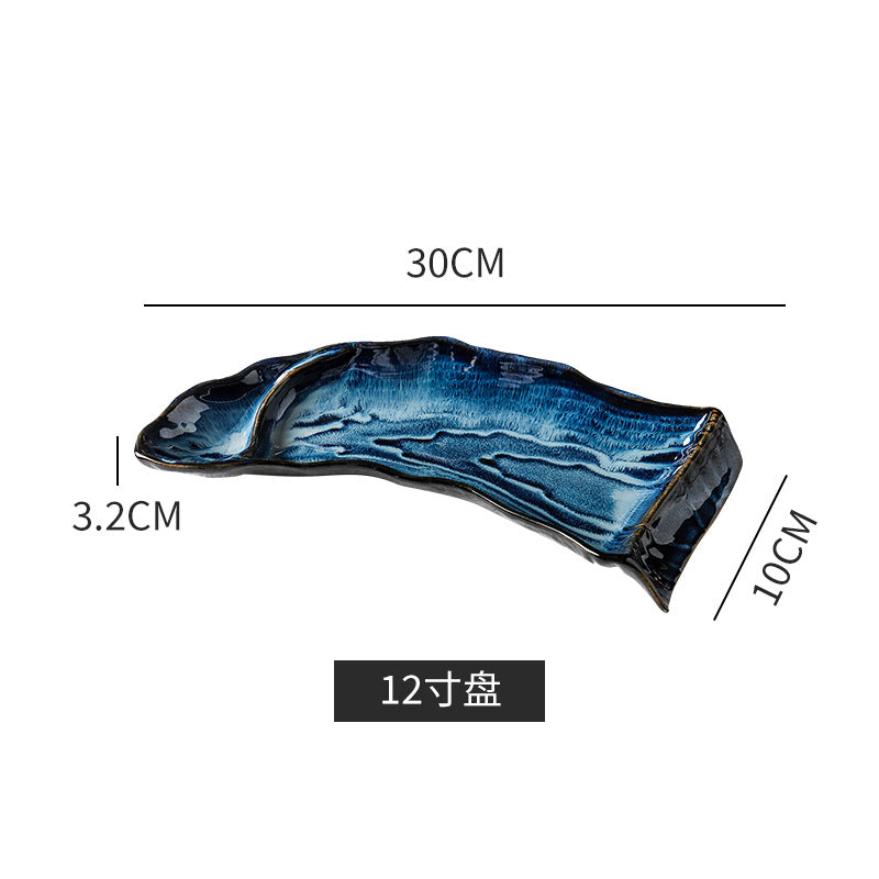 12inch sushi bench kiln glaze sushi plate creative sushi cold dish plate japanese kiln ceramic tableware wholesale